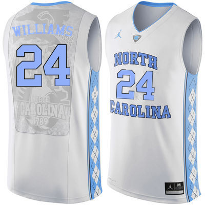 Men North Carolina Tar Heels #24 Marvin Williams College Basketball Jerseys Sale-White